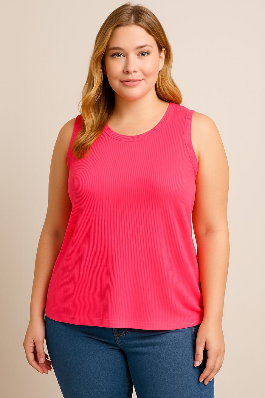 Y2K Coral Ribbed Tank Top Lane Bryant 18/20 Plus Size Sleeveless Core Basic